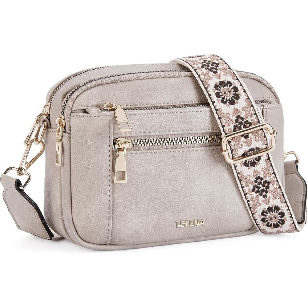 Telena Women Grey Trendy Vegan Leather Shoulder Handbags With Adjustable Strap